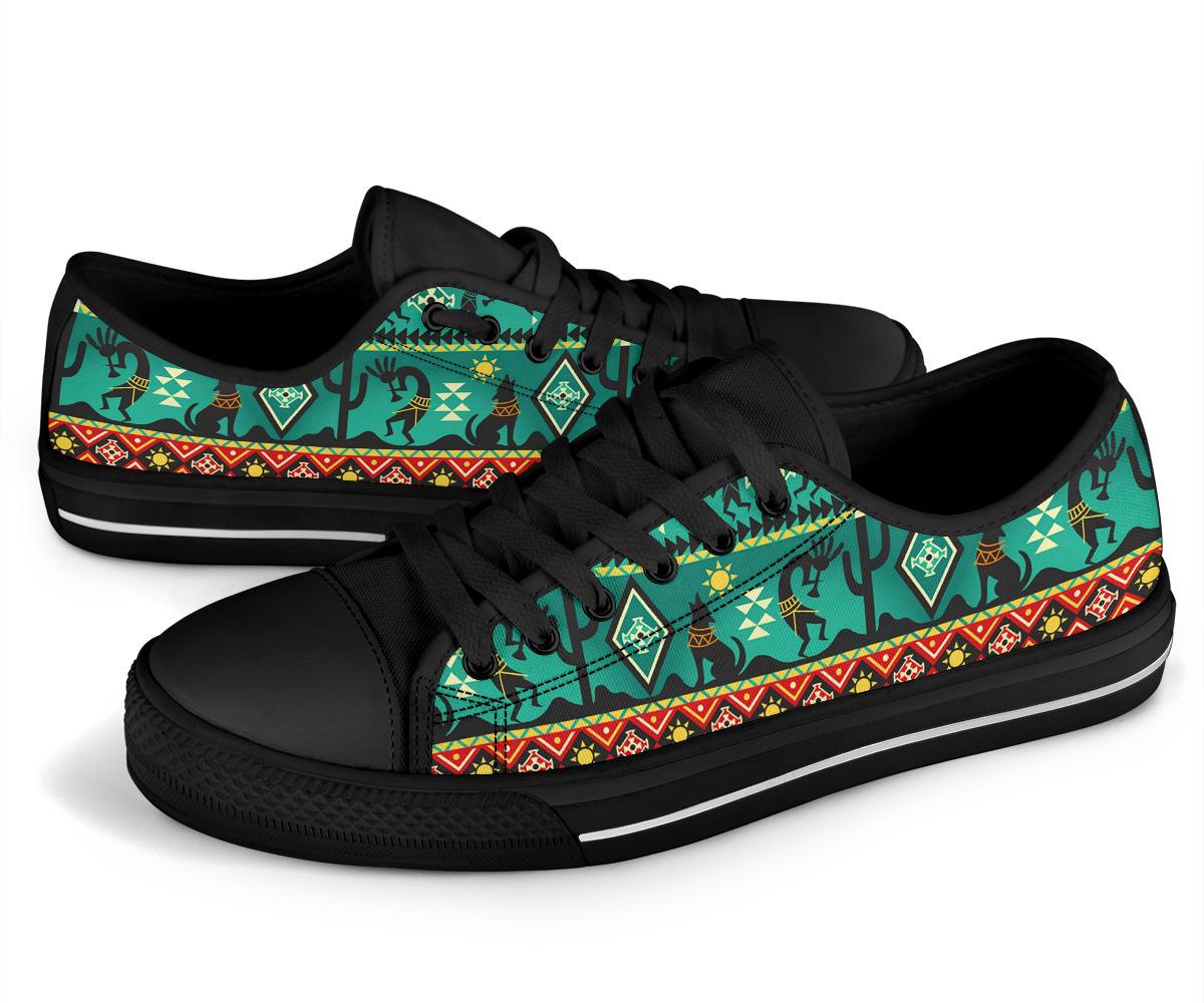 Kokopelli Myth Green Native American Low Top Canvas Shoes LT10