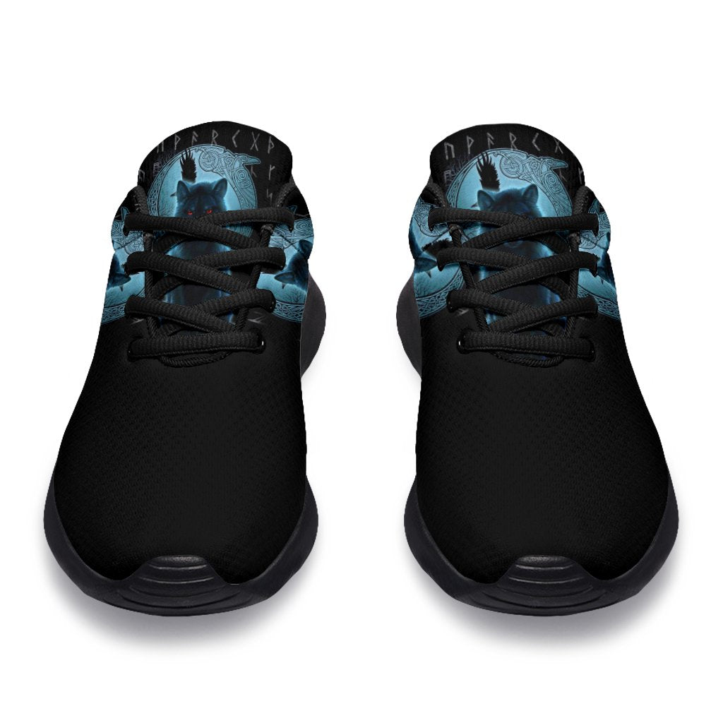 Viking Sporty Sneakers, Fenrir Viking Wolf and Moon RLT12