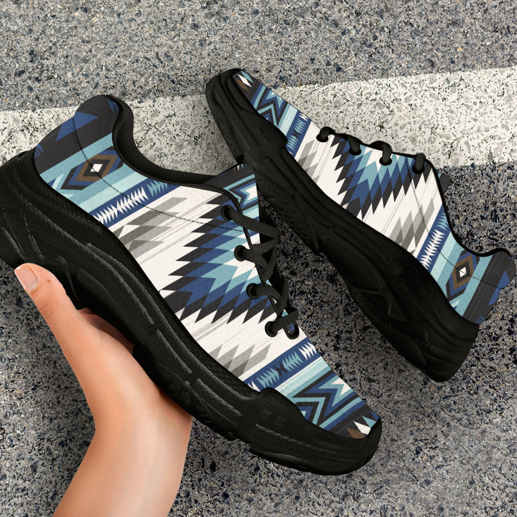 Native American Blue Colors Pattern Chunky Sneakers LT10