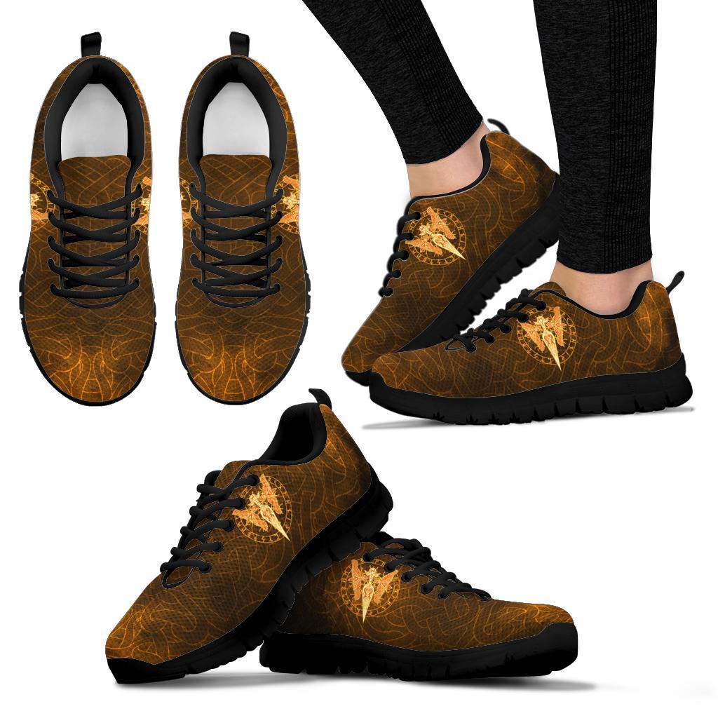 Viking Sneakers Gold Spear Of The God Odin - Gungnir and Two Gold Ravens RLT12