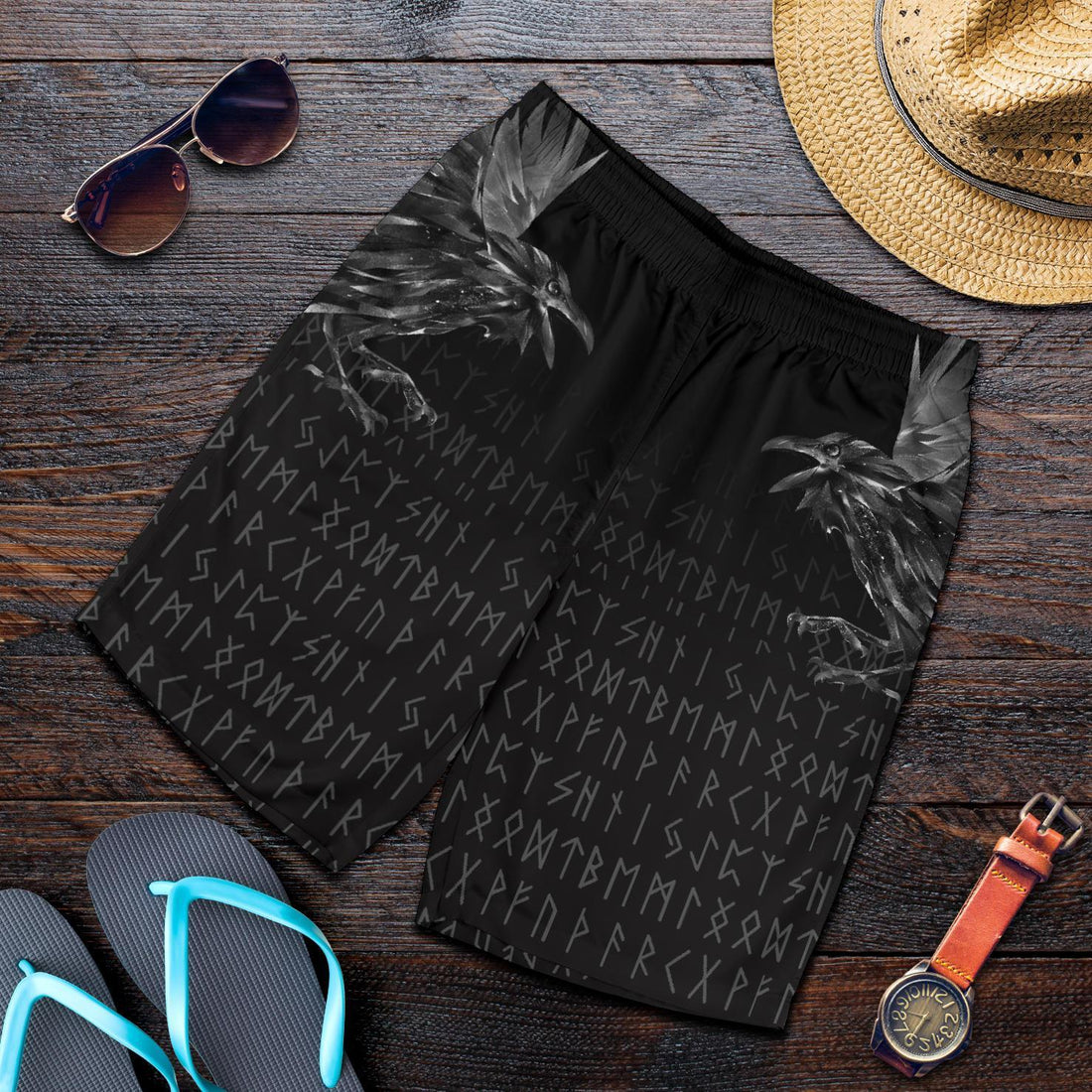 Viking Men's Shorts - The Raven Of Odin Rune RLT12