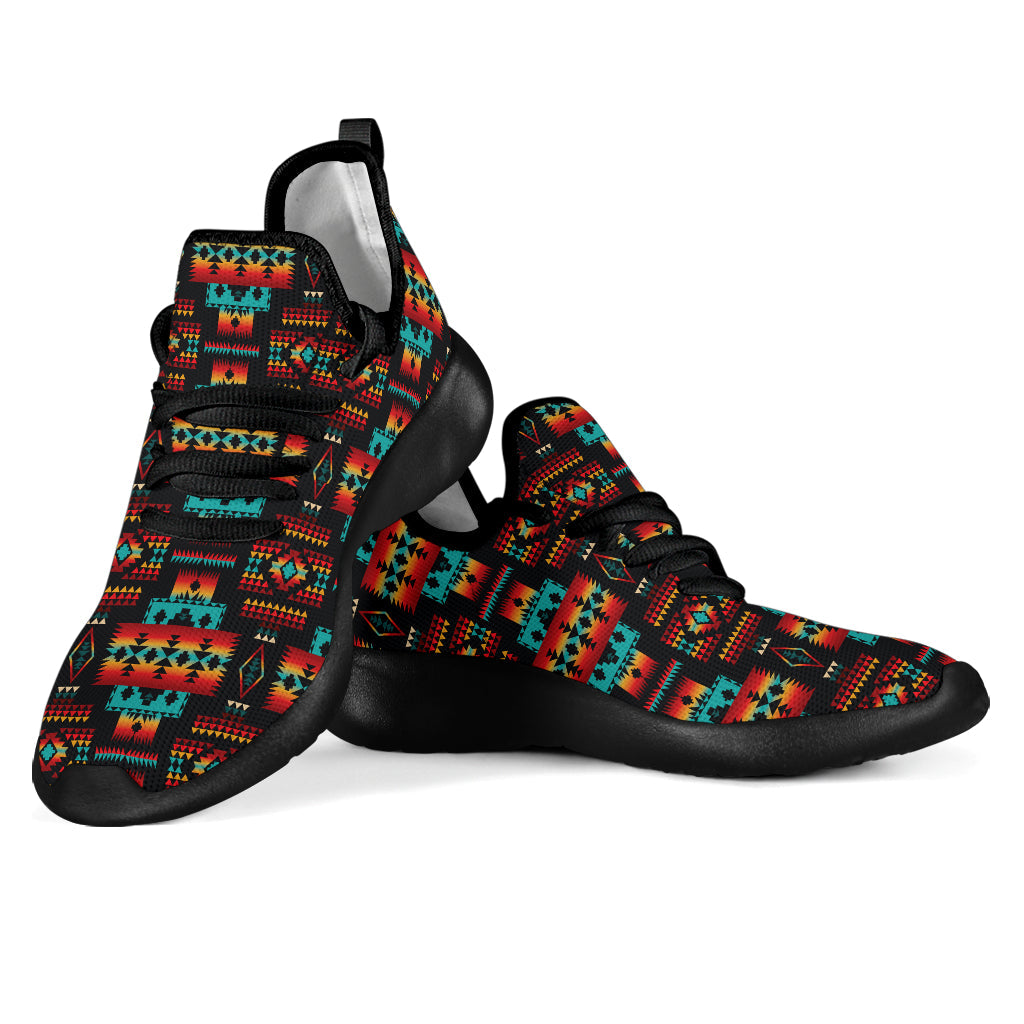Black Native Tribes Pattern Native American Mesh Knit Sneakers LT10
