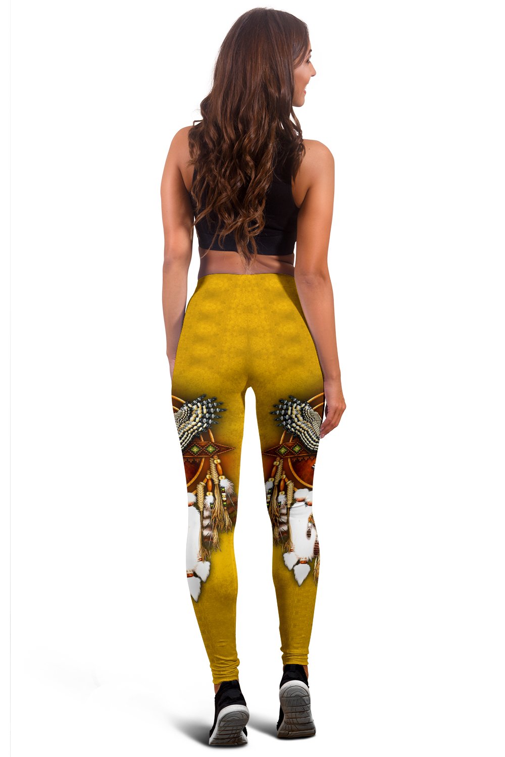 Owl Dreamcatcher Yellow Native American Design Women's Leggings LT10