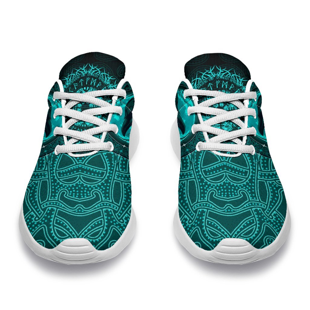 Viking Sporty Sneakers, Ethnic Odin Raven Cyan RLT12