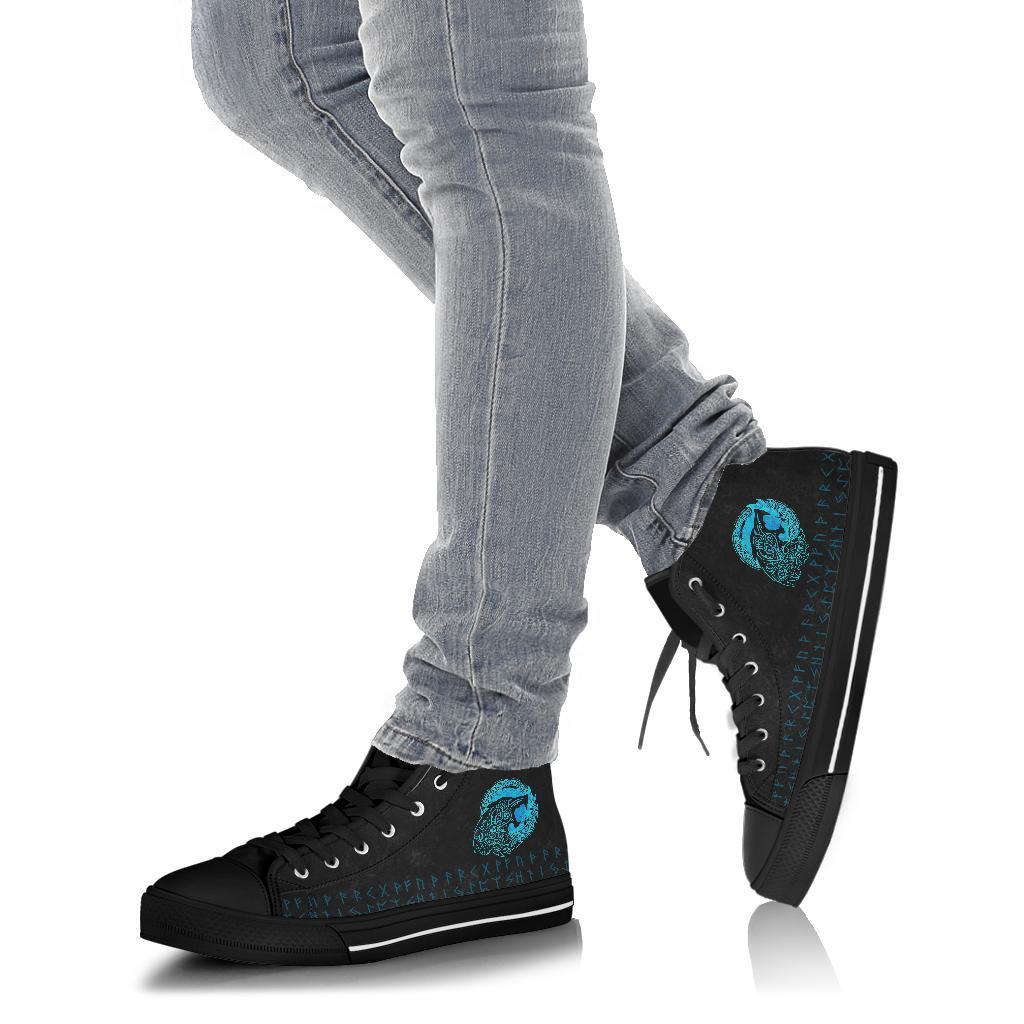 Viking High Top Shoes Fenrir Wolf Cyan RLT12