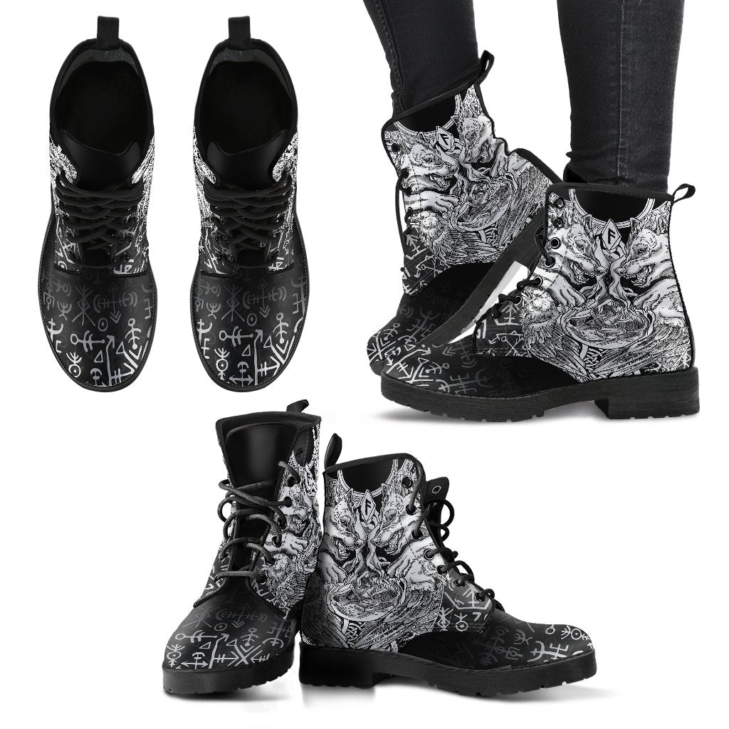 Viking Leather Boots Wolf and Raven Special RLT12