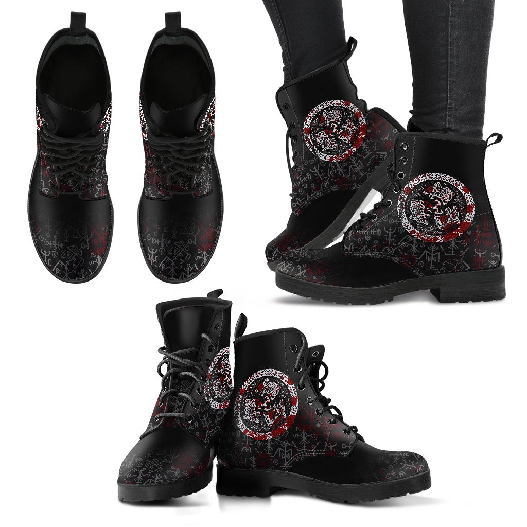 Viking Leather Boots Fierce Blood Wolf Symbol Of A Viking Nordic RLT12