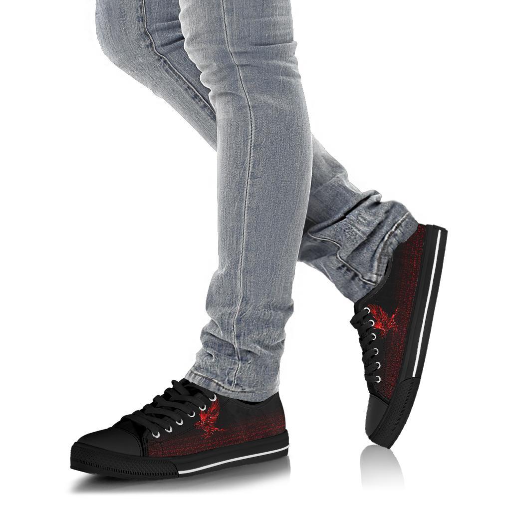 Viking Low Top Shoes The Raven Of Odin Rune, Red RLT12