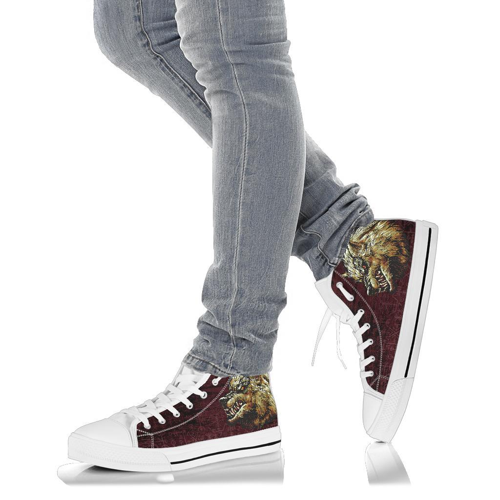 Viking High Top Shoes Fenrir On The Blood Moon Background RLT12
