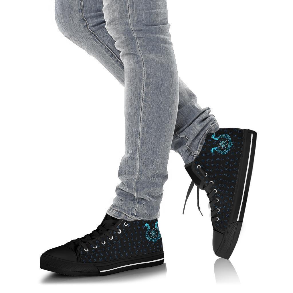 Viking High Top Shoes, Aegishjalmur Helm Of Awe Blue Edition Collection RLT12