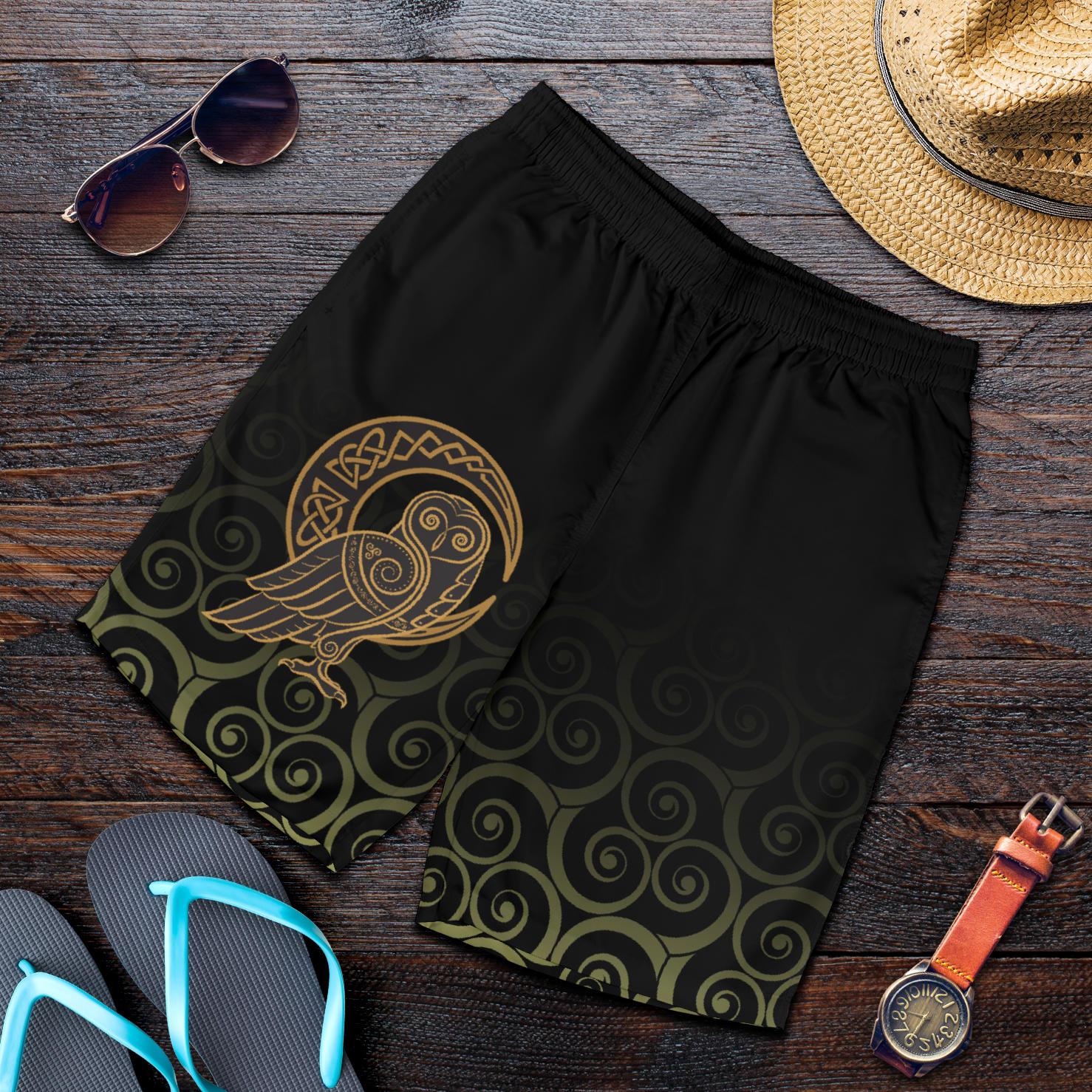 Viking Men's Shorts Owl Celtic On Triskels Background RLT12