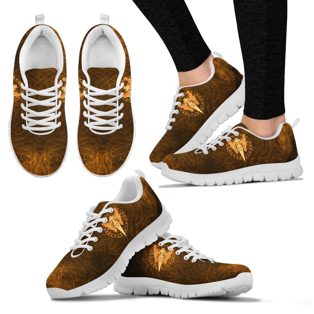Viking Sneakers Gold Spear Of The God Odin - Gungnir and Two Gold Ravens RLT12
