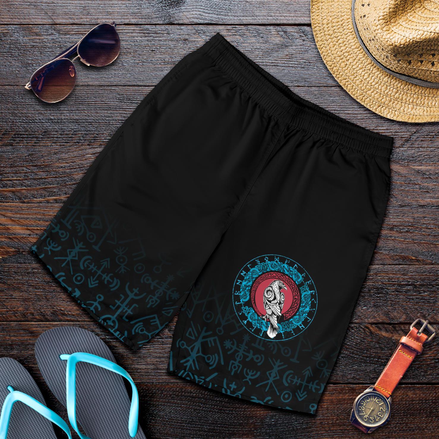 Viking Men's Shorts - Raven Celtic Cyan RLT12