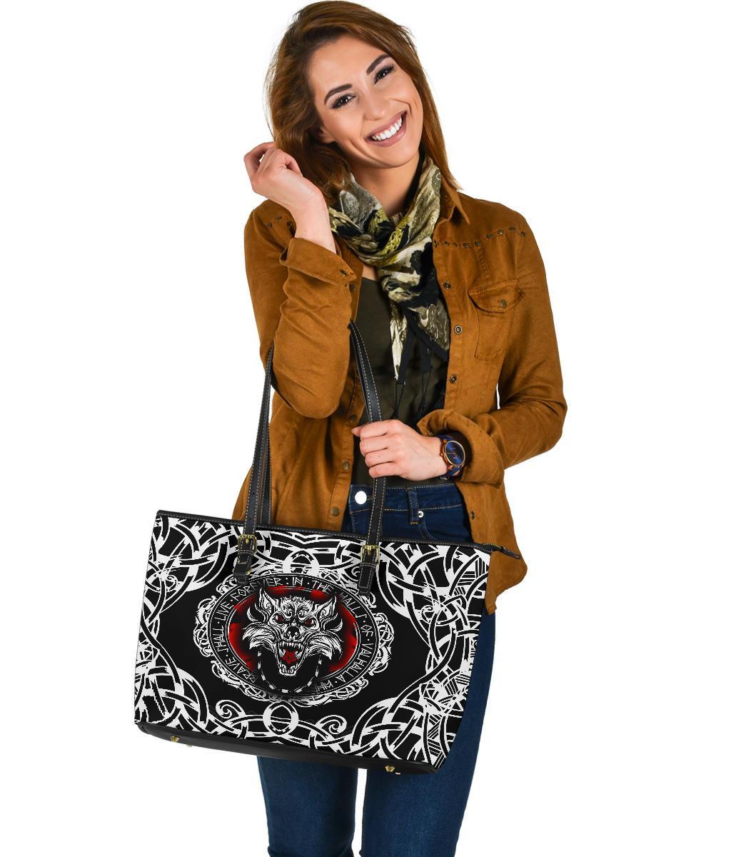 Viking Large Leather Tote, Fenrir Wolf RLT12