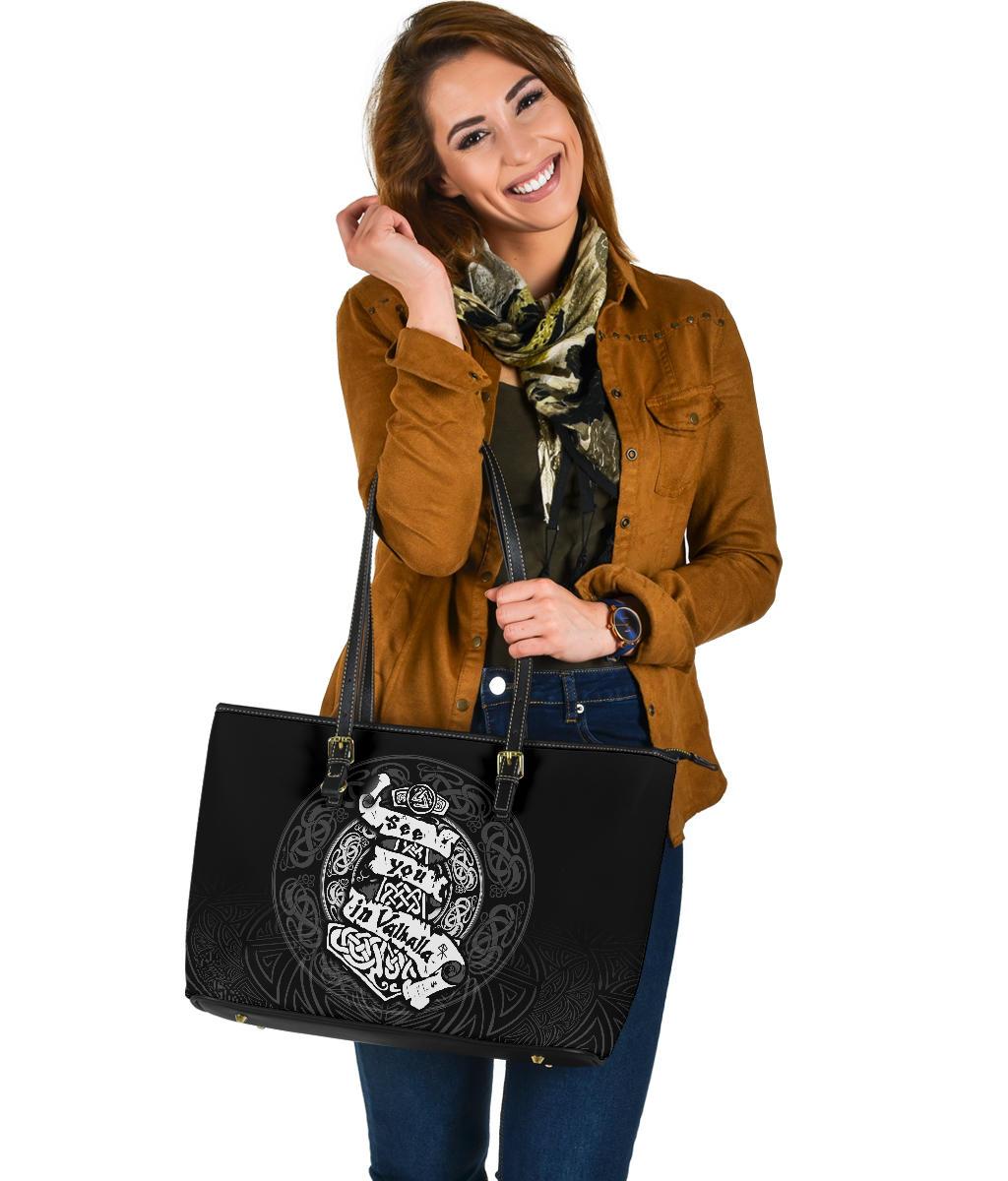 Viking Large Leather Tote See You In Valhalla RLT12