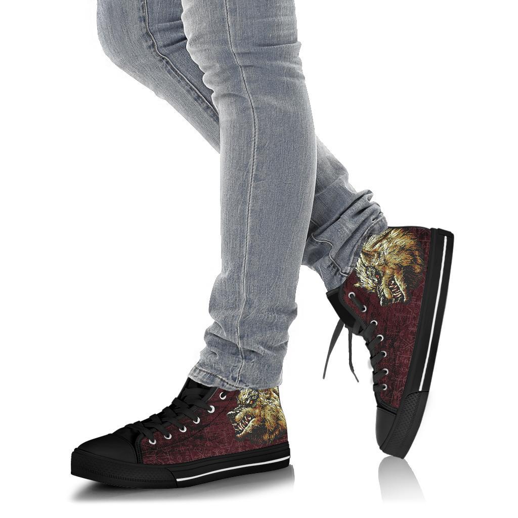 Viking High Top Shoes Fenrir On The Blood Moon Background RLT12