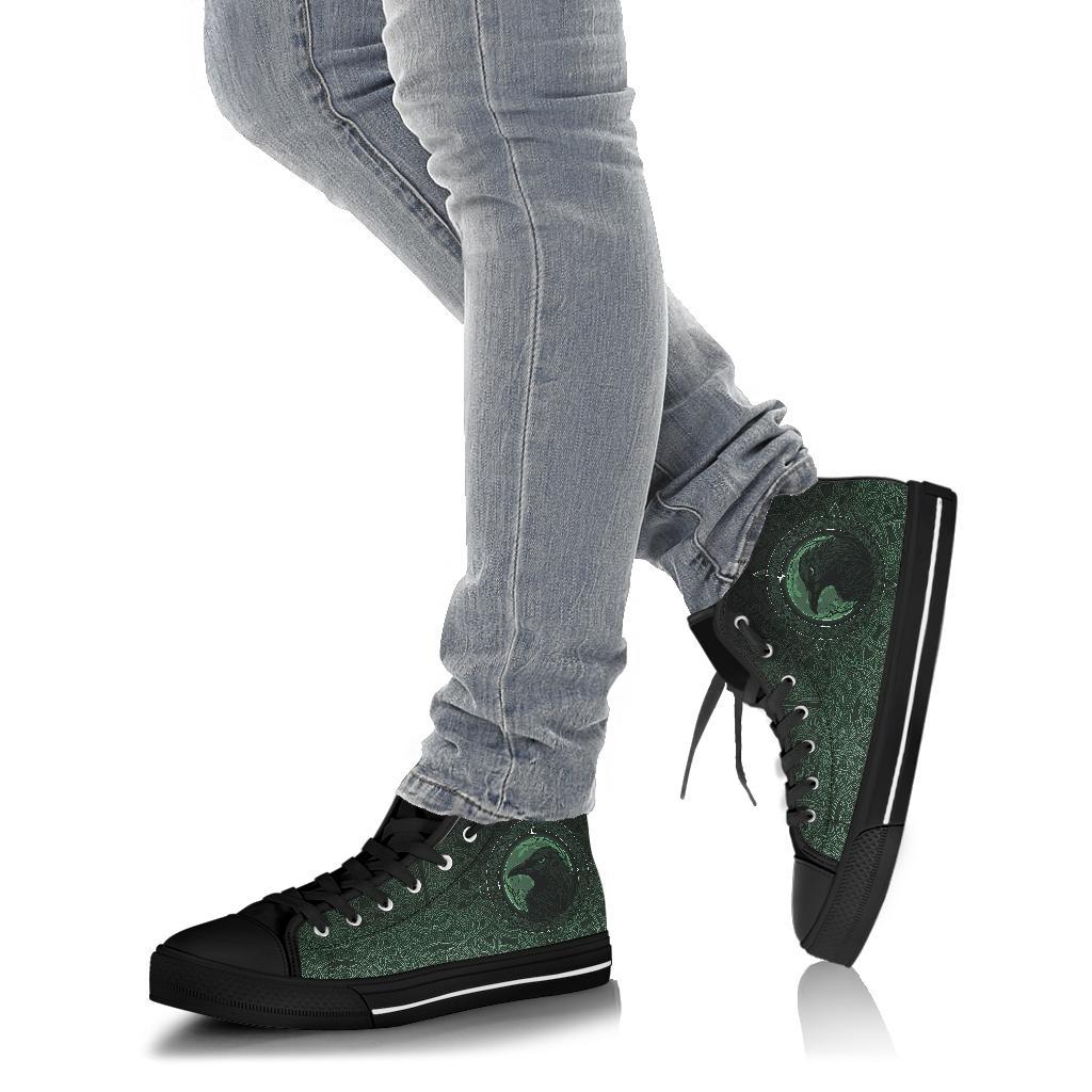 Viking High Top Shoes, Ethnic Odin Raven Green RLT12