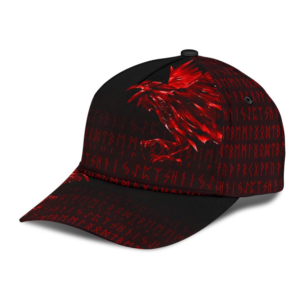 Viking Classic Cap The Raven Of Odin Rune, Red RLT12