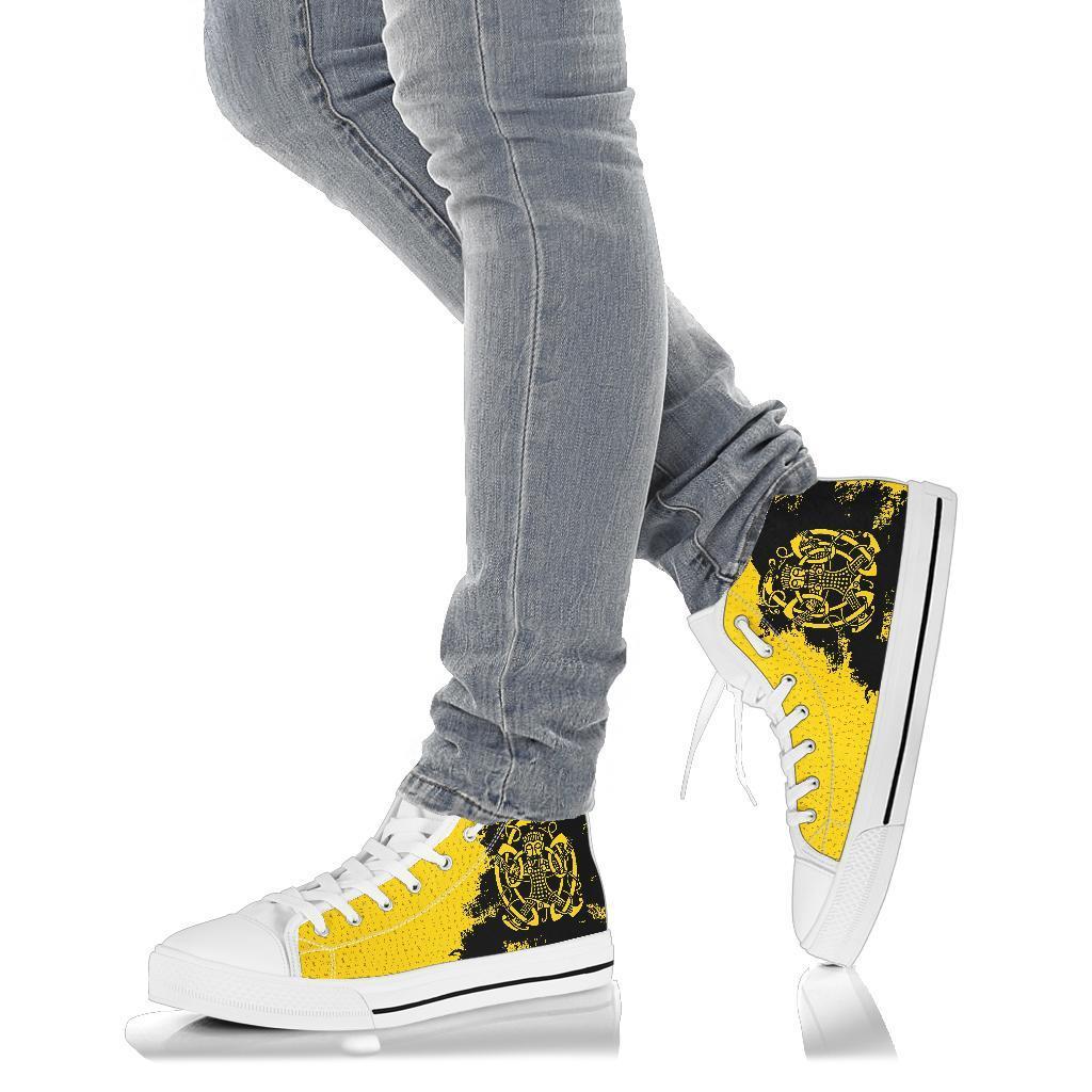 Viking High Top Shoes, Loki Bound Triskele Rune Gold RLT12