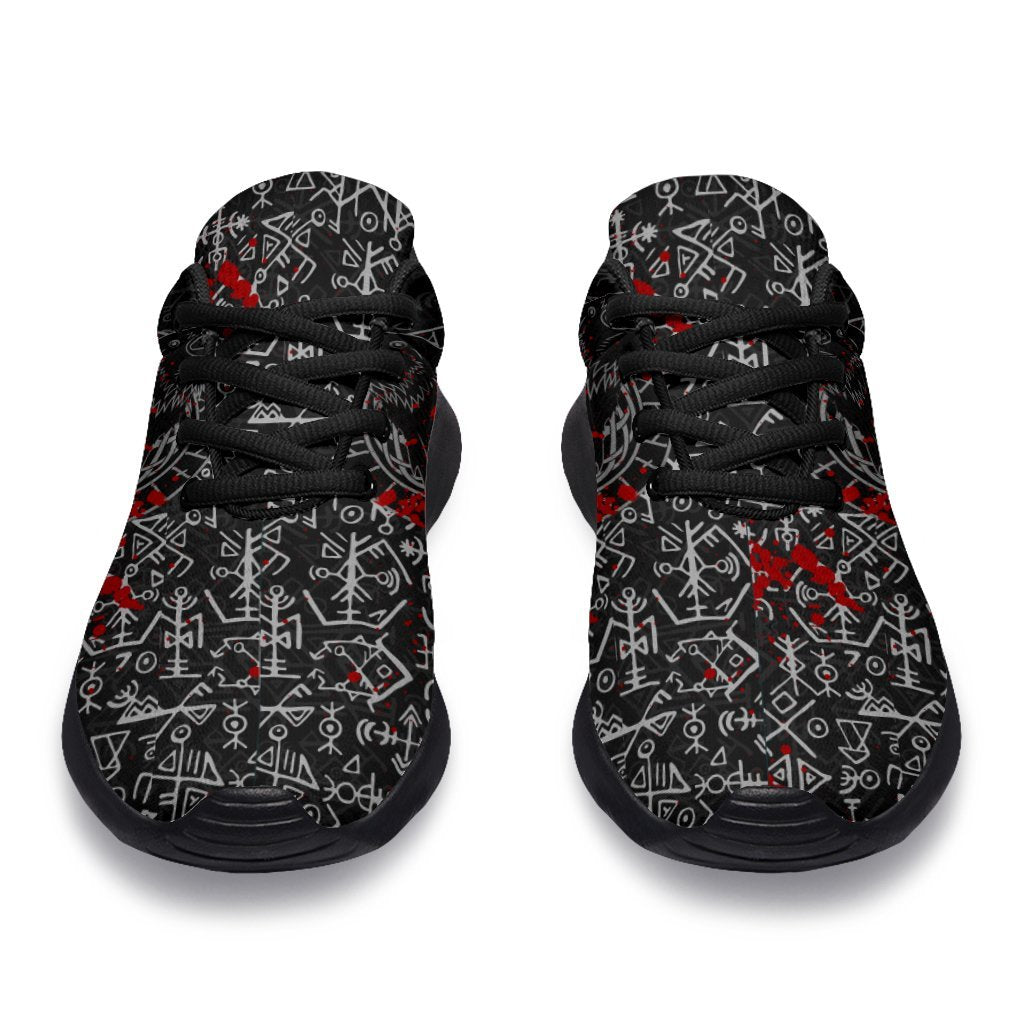 Viking Sporty Sneakers - Odin Raven Rune Futhark Blood RLT12