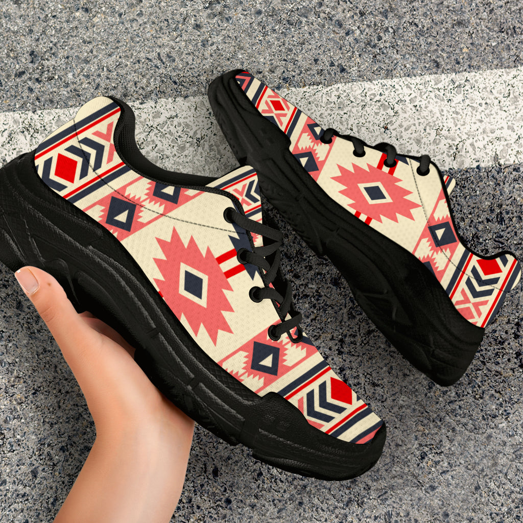 Native American Pink and Navy Pattern Chunky Sneakers LT10