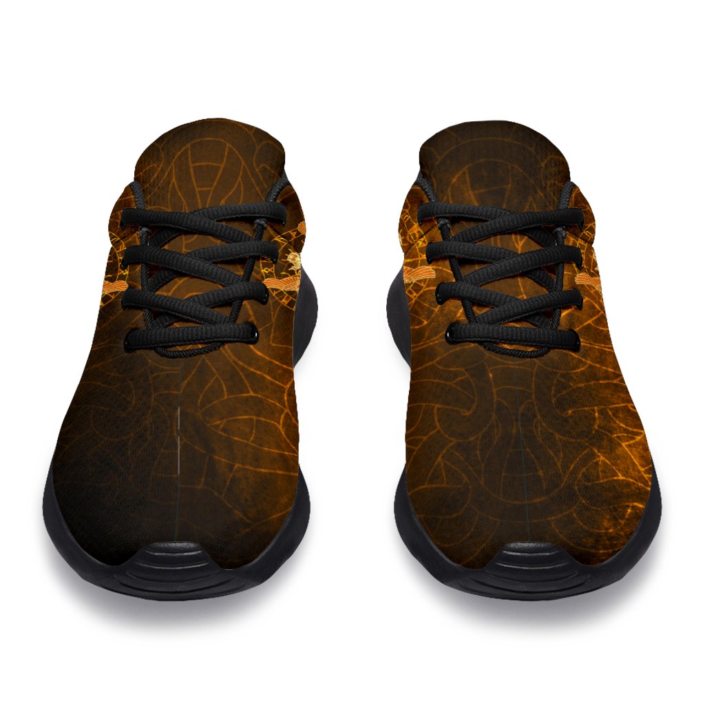 Viking Sport Sneakers Gold Spear Of The God Odin - Gungnir and Two Gold Ravens RLT12