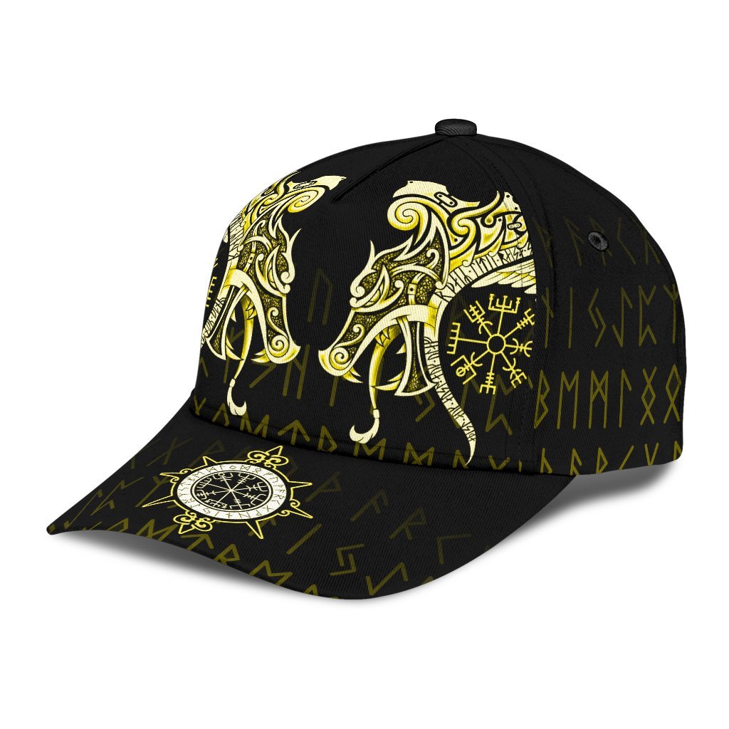 Viking Classic Cap, Fenrir Raven and Vegvisir Tattoo Yellow RLT12