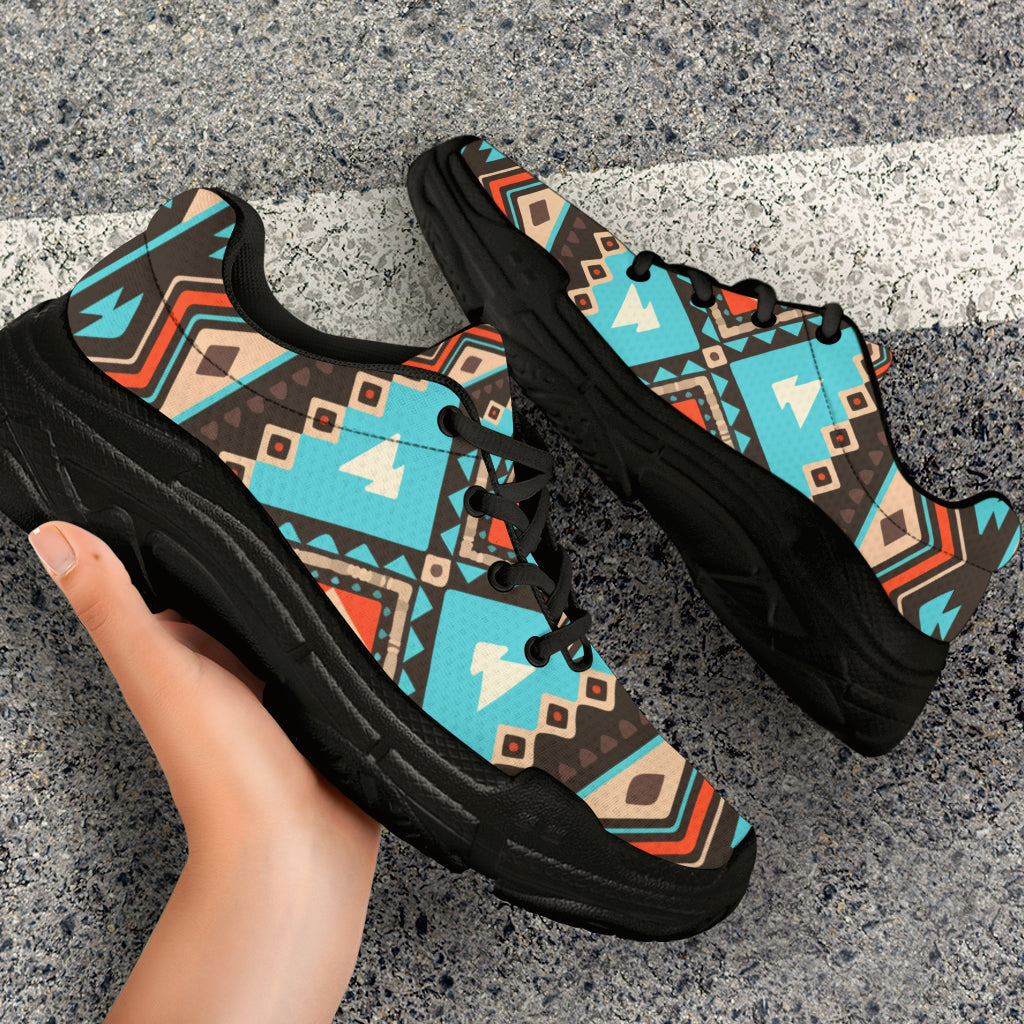 Native American Line Shapes Ethnic Pattern Chunky Sneakers LT10
