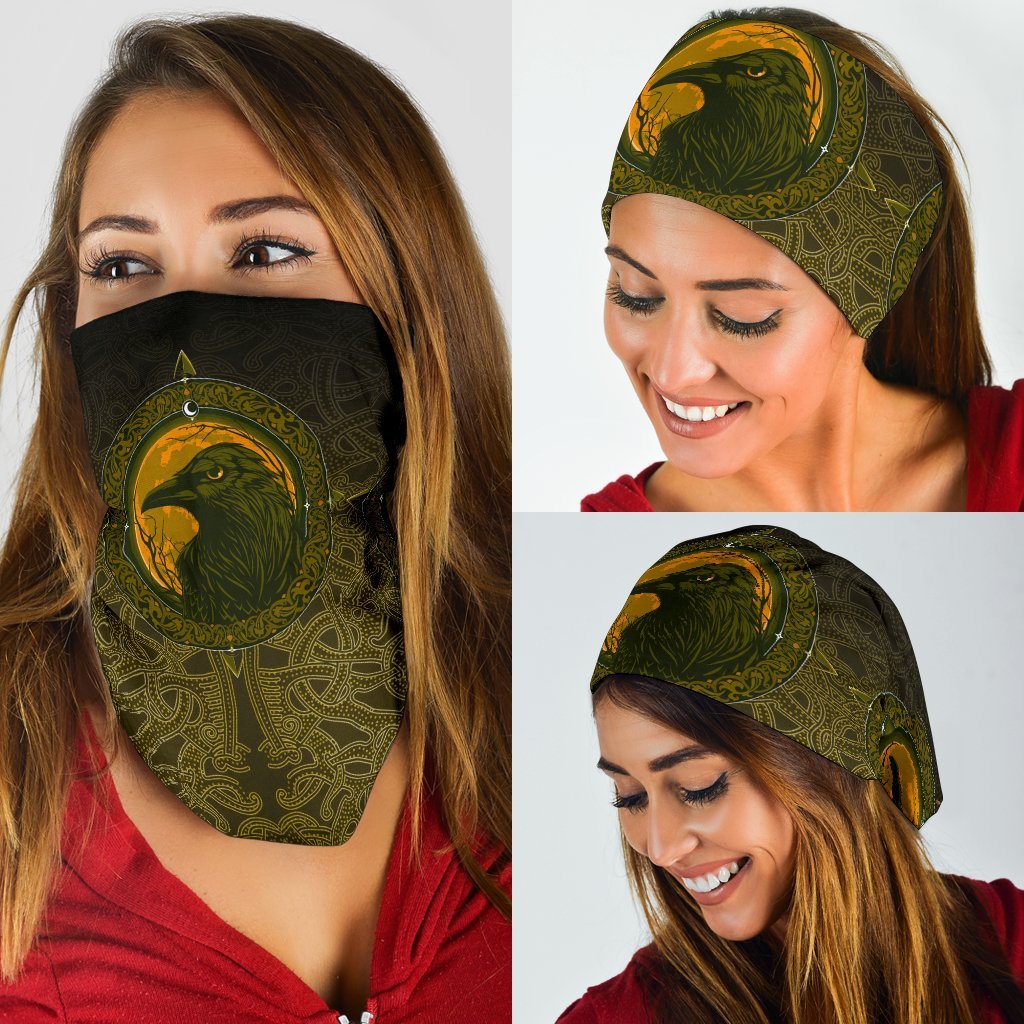Viking Neck Gaiter 3 Pack, Ethnic Odin Raven Gold RLT12