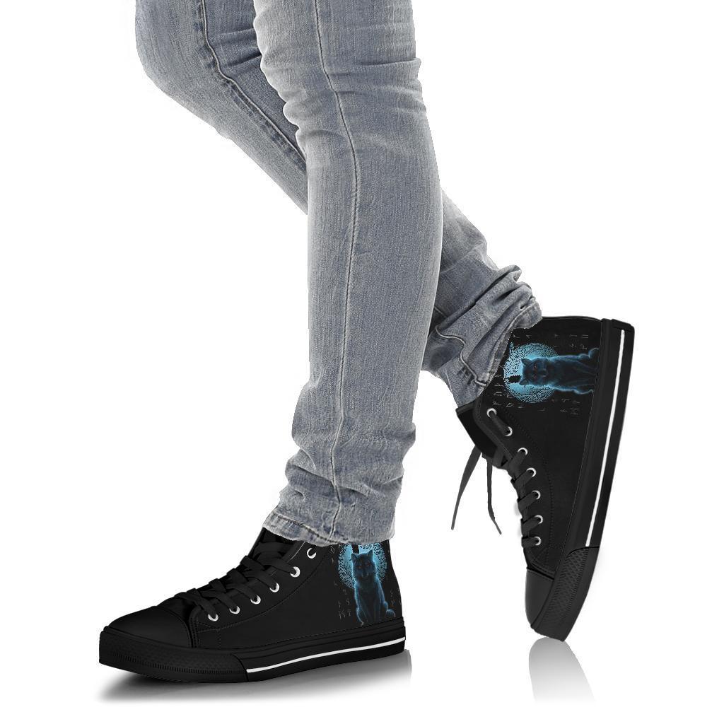 Viking High Top Shoes, Fenrir Viking Wolf and Moon RLT12