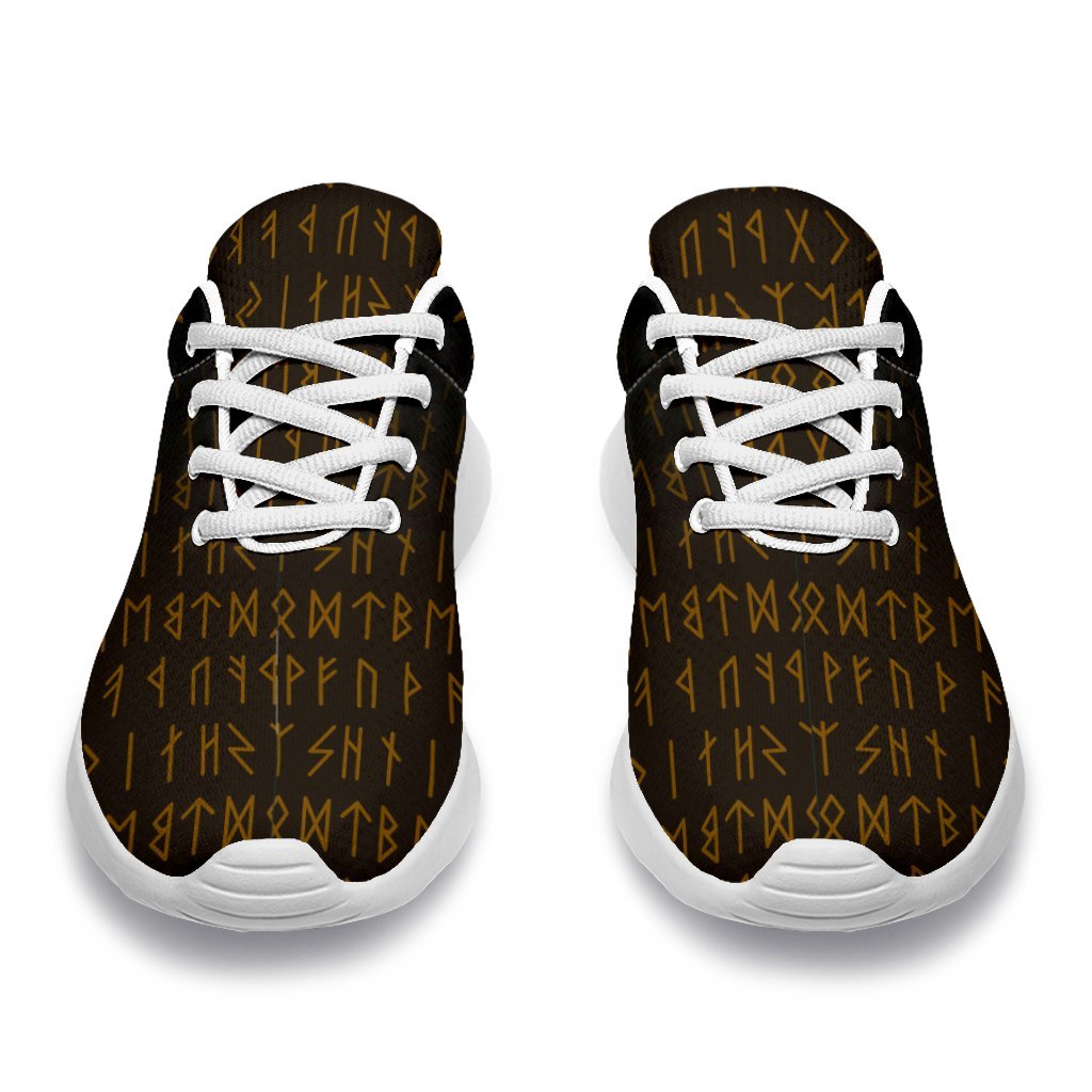 Viking Sporty Sneakers - The Raven Of Odin Rune, Gold RLT12