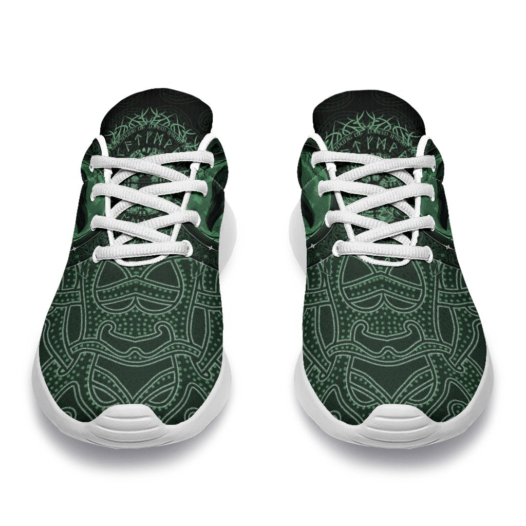 Viking Sporty Sneakers, Ethnic Odin Raven Green RLT12