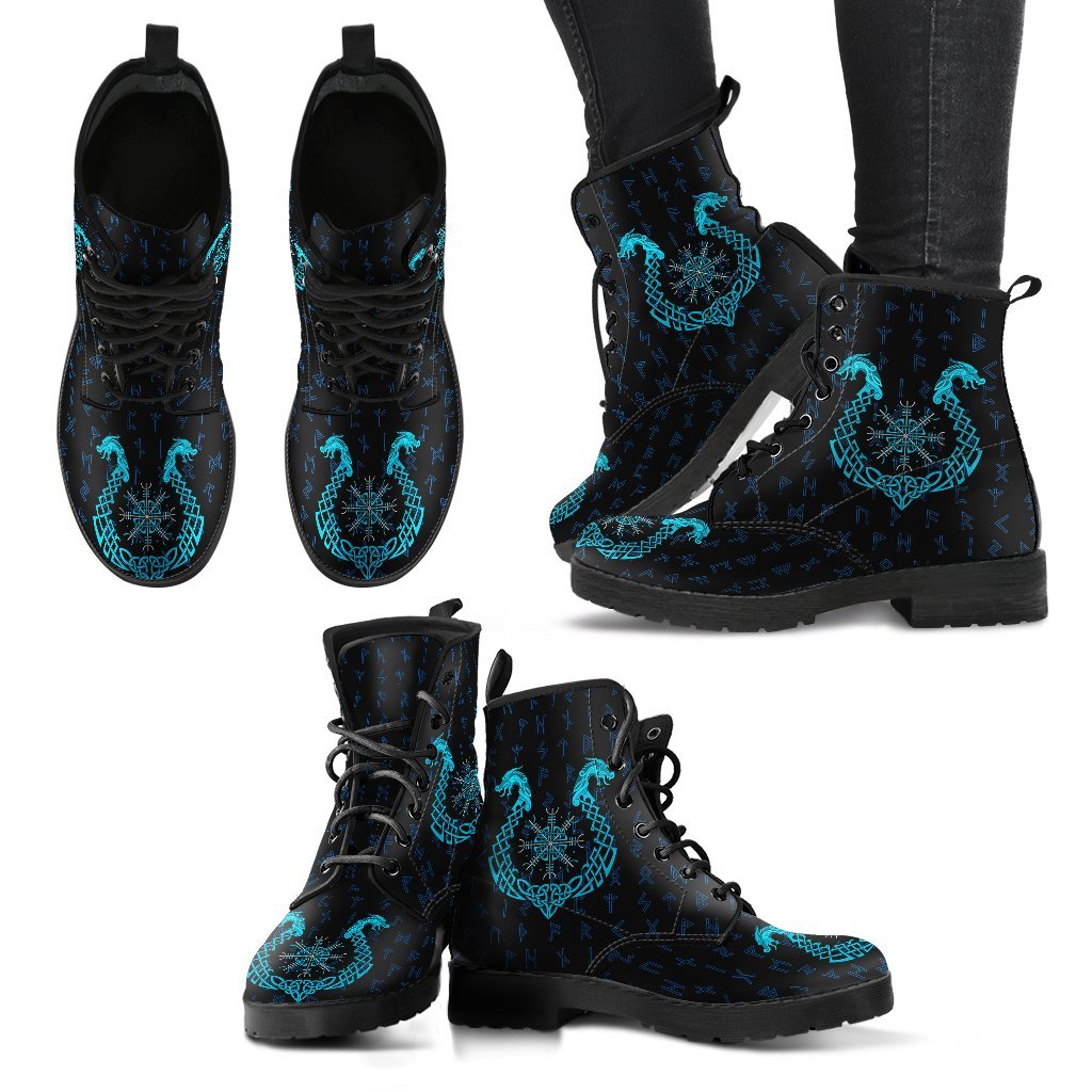 Viking Leather Boots, Aegishjalmur Helm Of Awe Blue Edition RLT12