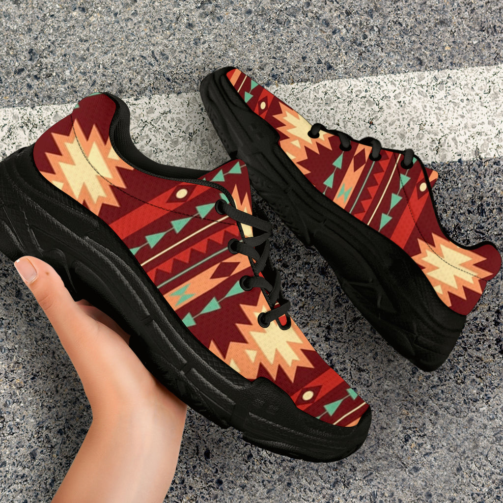 Native American Red Ethnic Pattern Chunky Sneakers LT10