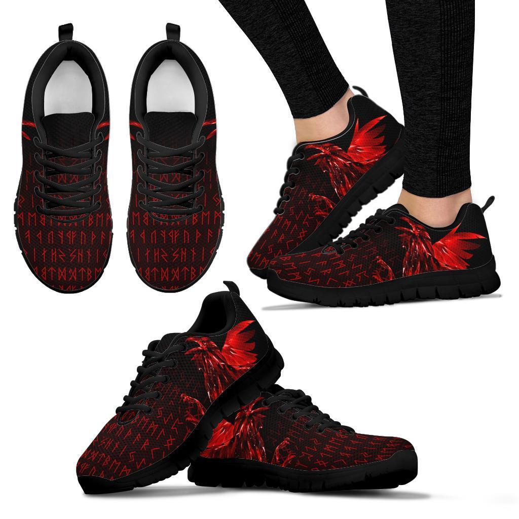 Viking Sneakers - The Raven Of Odin Rune, Red RLT12