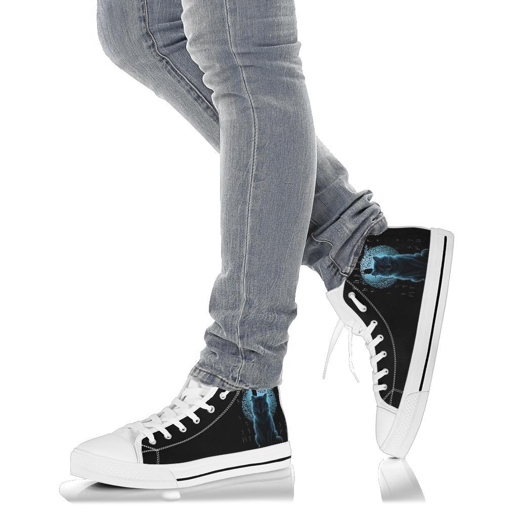 Viking High Top Shoes, Fenrir Viking Wolf and Moon RLT12