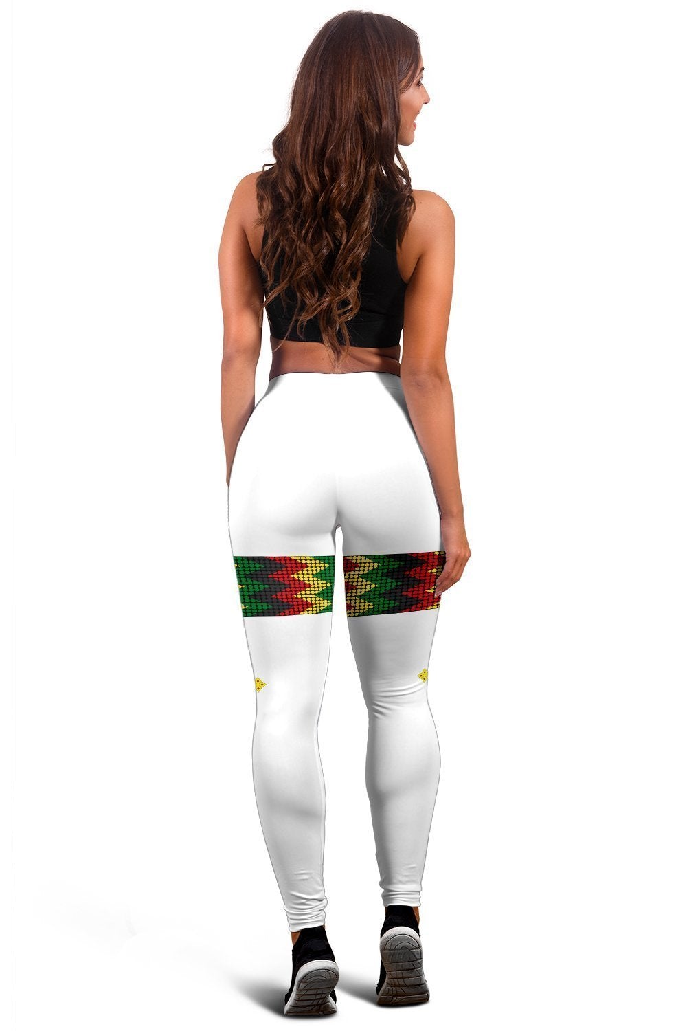 African Ethiopia Leggings Rasta Round Pattern White Women
