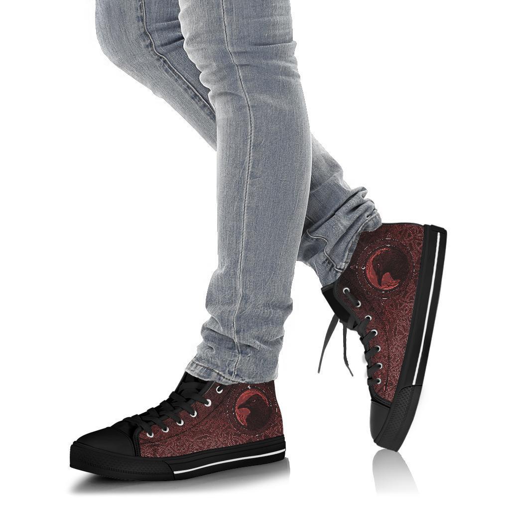 Viking High Top Shoes, Ethnic Odin Raven Red RLT12