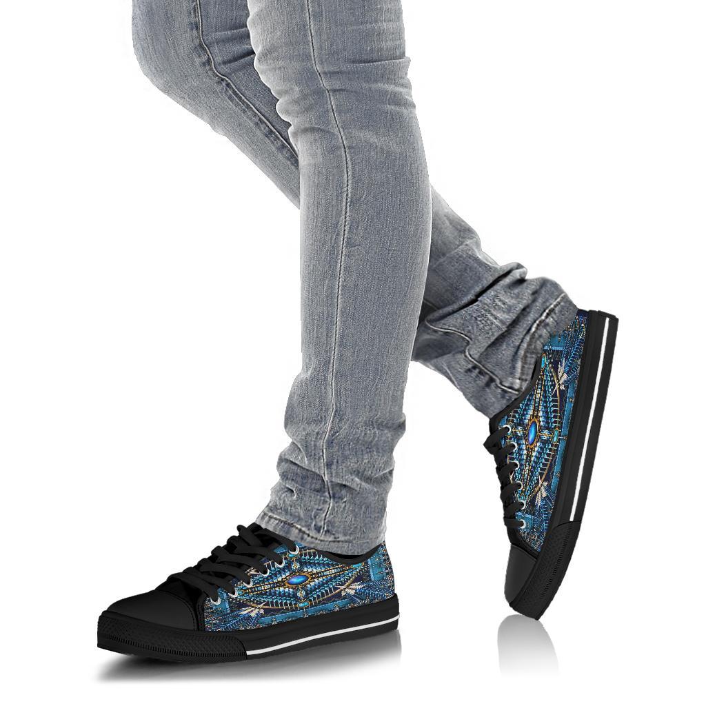 Mandala Blue Native American Design Women's Low Top Canvas Shoes LT10