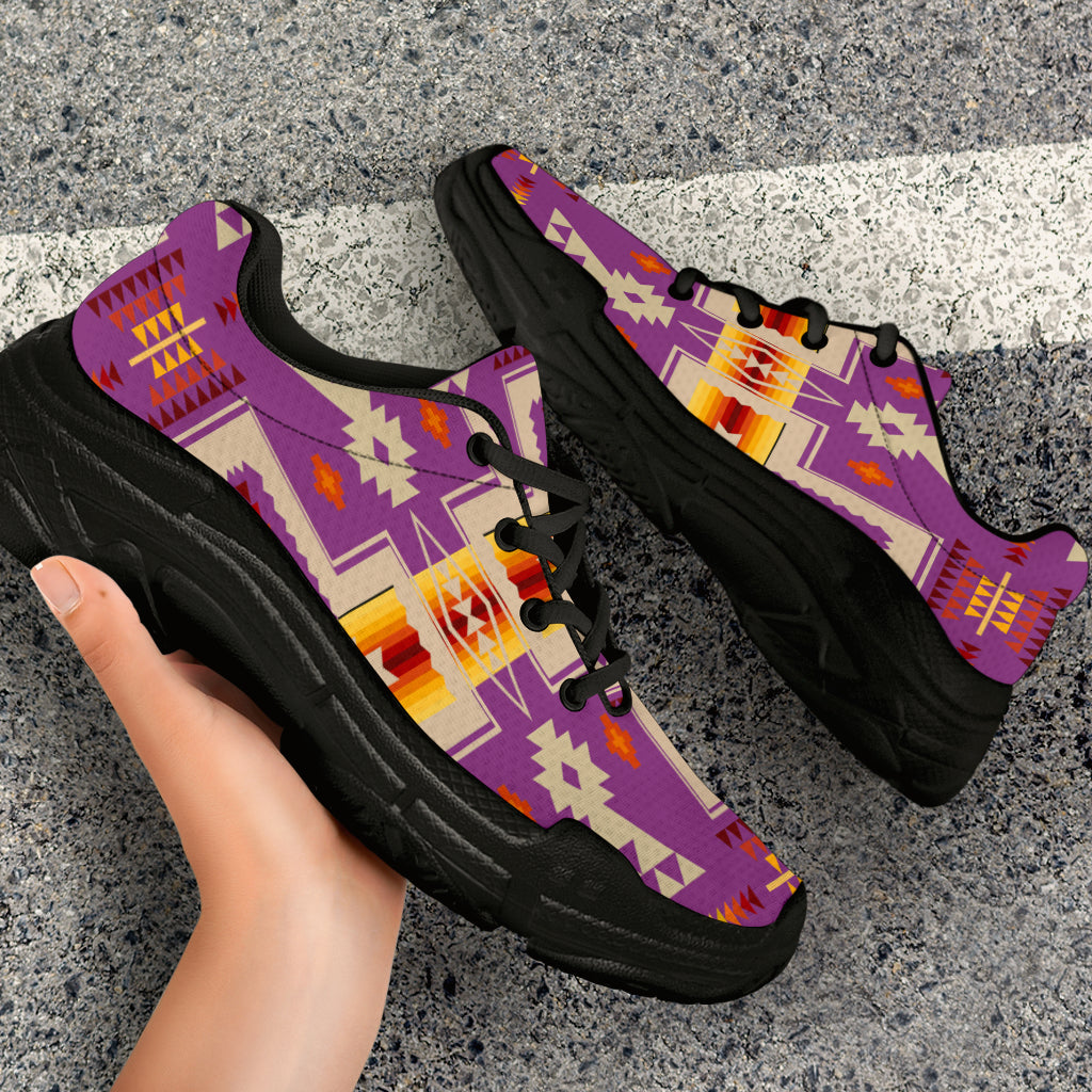 Native American Light Purple Tribe Design Chunky Sneakers LT10