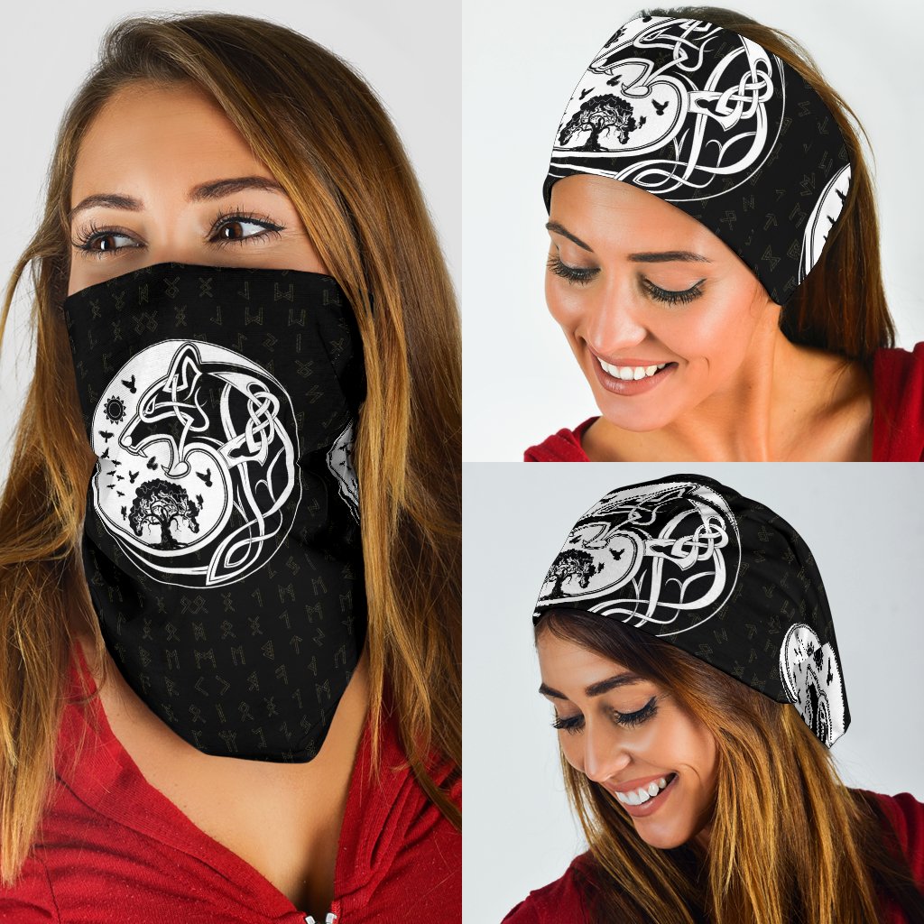 Viking Neck Gaiter 3 Pack, Skoll and Hati Rune Tattoo RLT12
