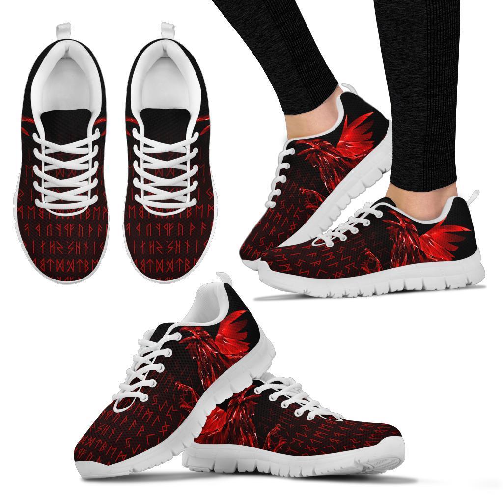 Viking Sneakers - The Raven Of Odin Rune, Red RLT12