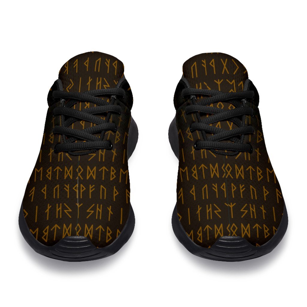 Viking Sporty Sneakers - The Raven Of Odin Rune, Gold RLT12