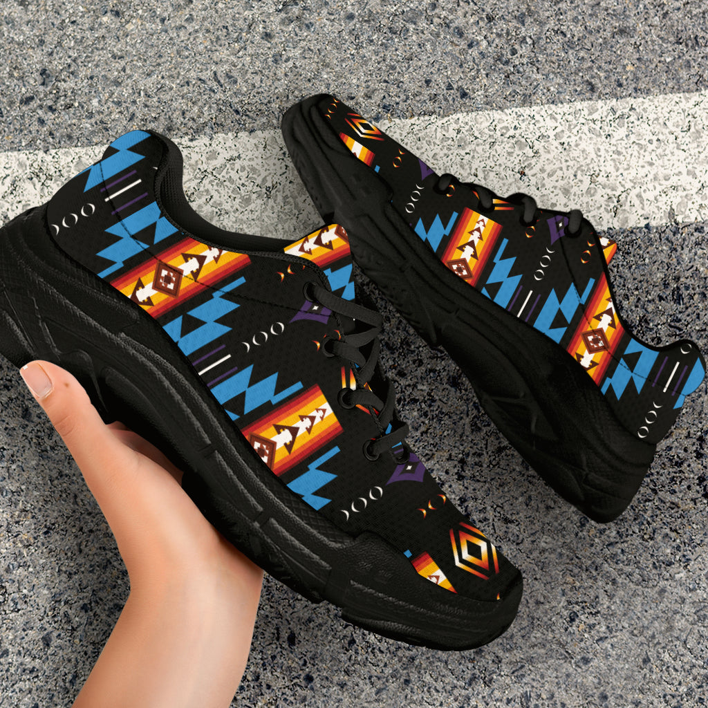 Native American Blue Pattern Chunky Sneakers LT10