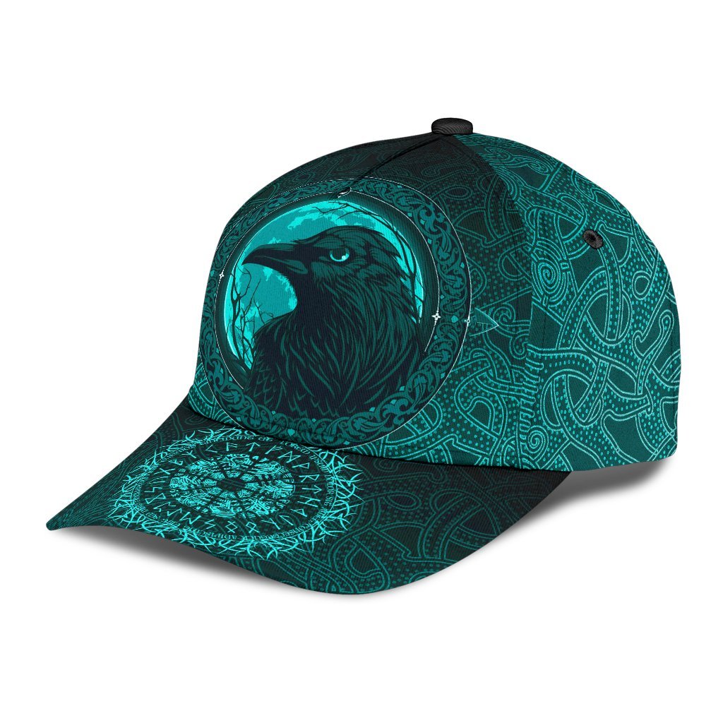Viking Classic Cap, Ethnic Odin Raven Cyan RLT12