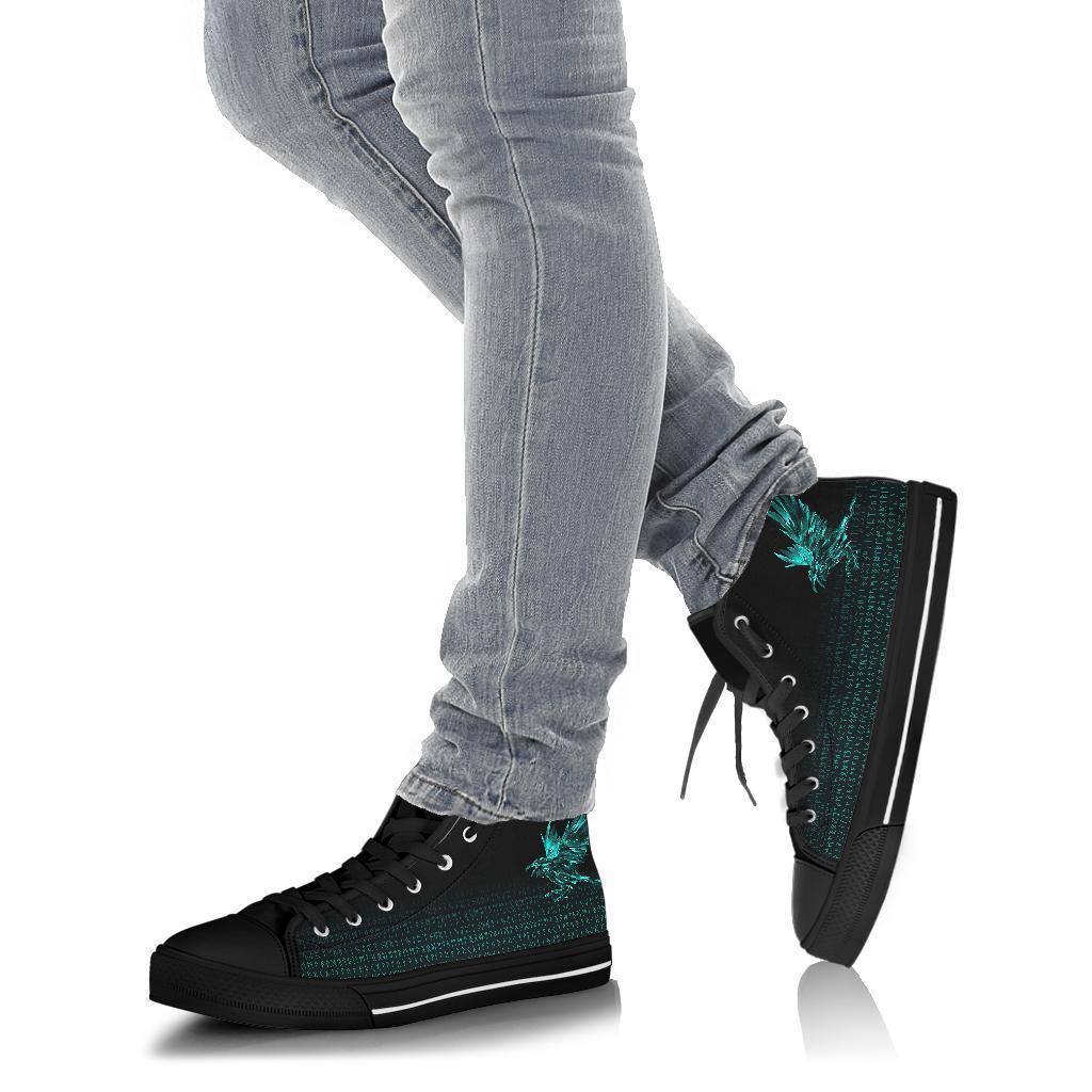 Viking High Top Shoes The Raven Of Odin Rune Cyan RLT12