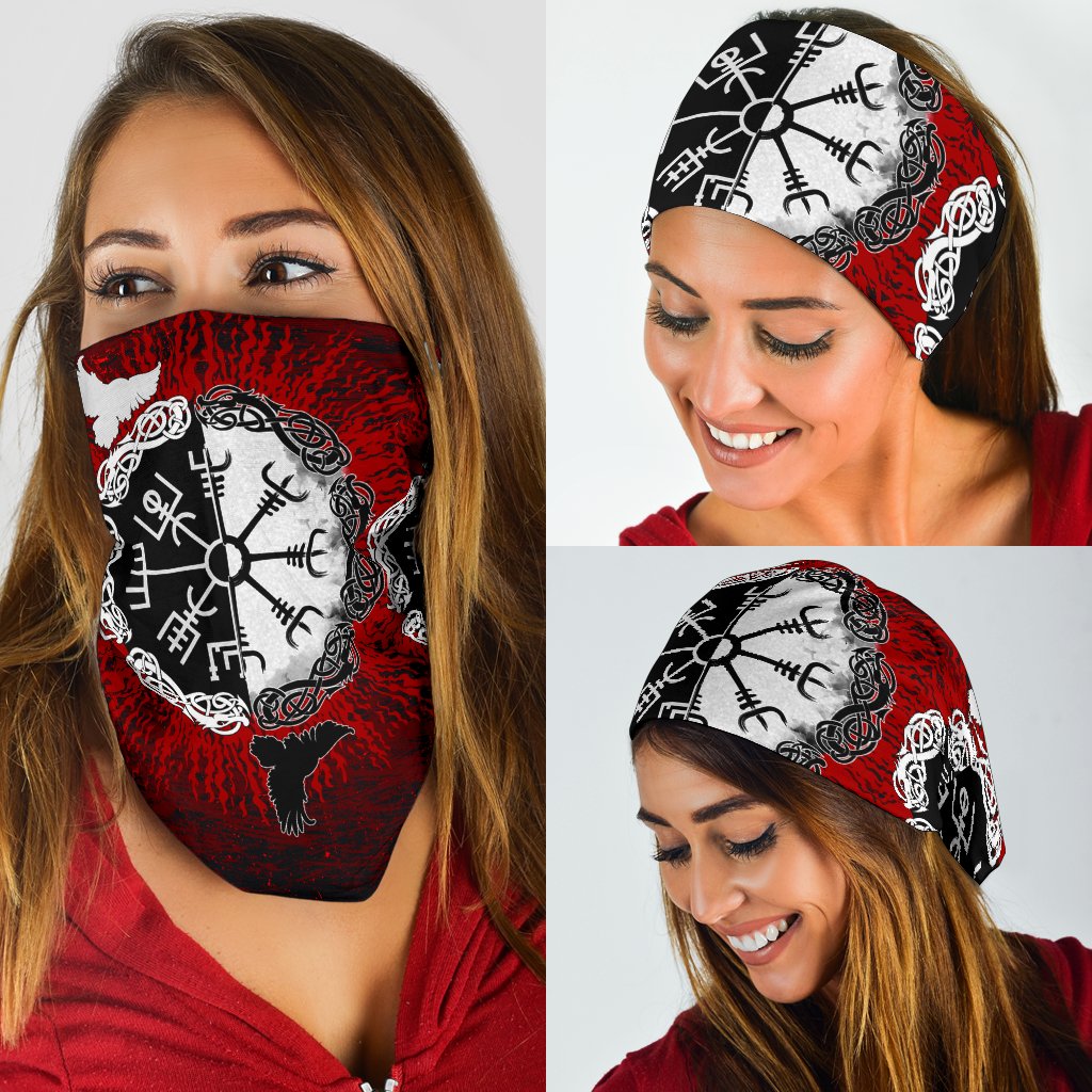 Viking Bandana 3 Pack Raven Of Odin and Symbol Viking On Blood Background RLT12