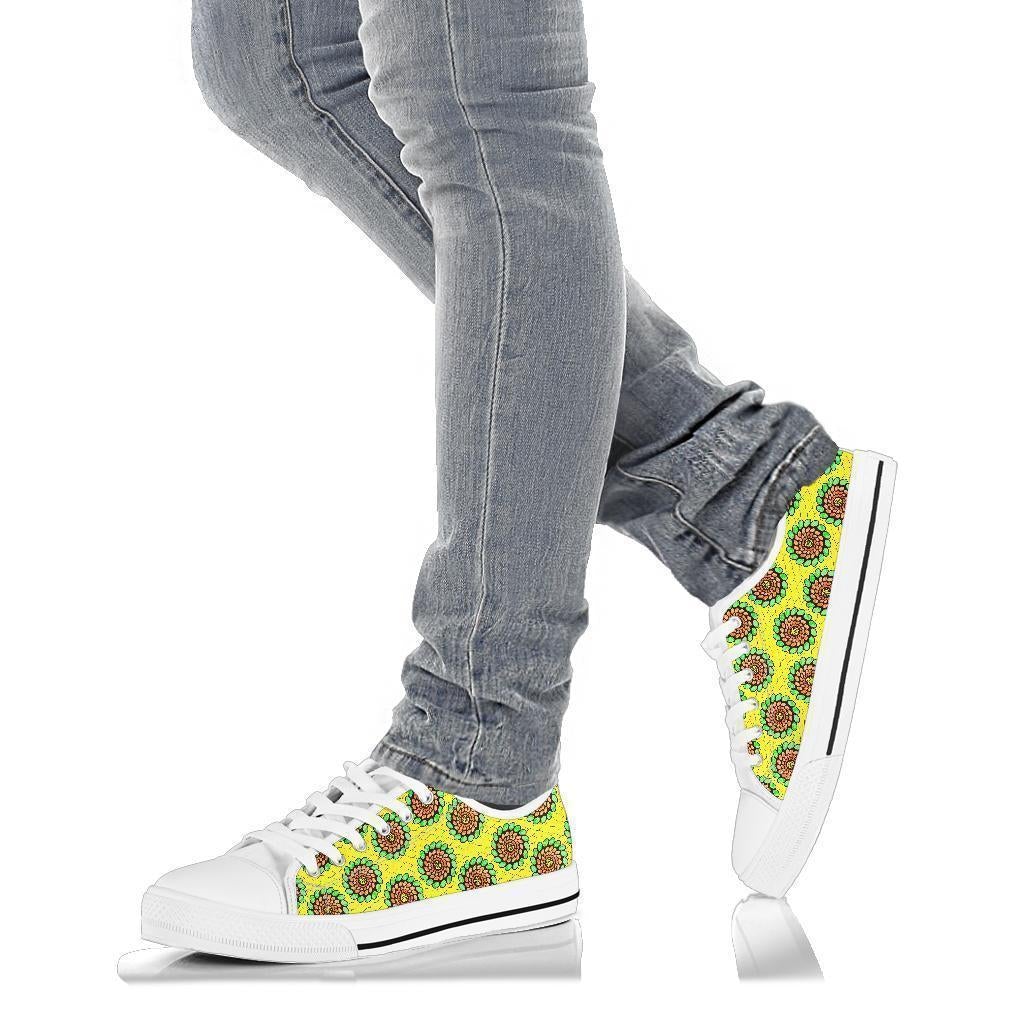 African Shoes - Ankara Green Spirals Low Top