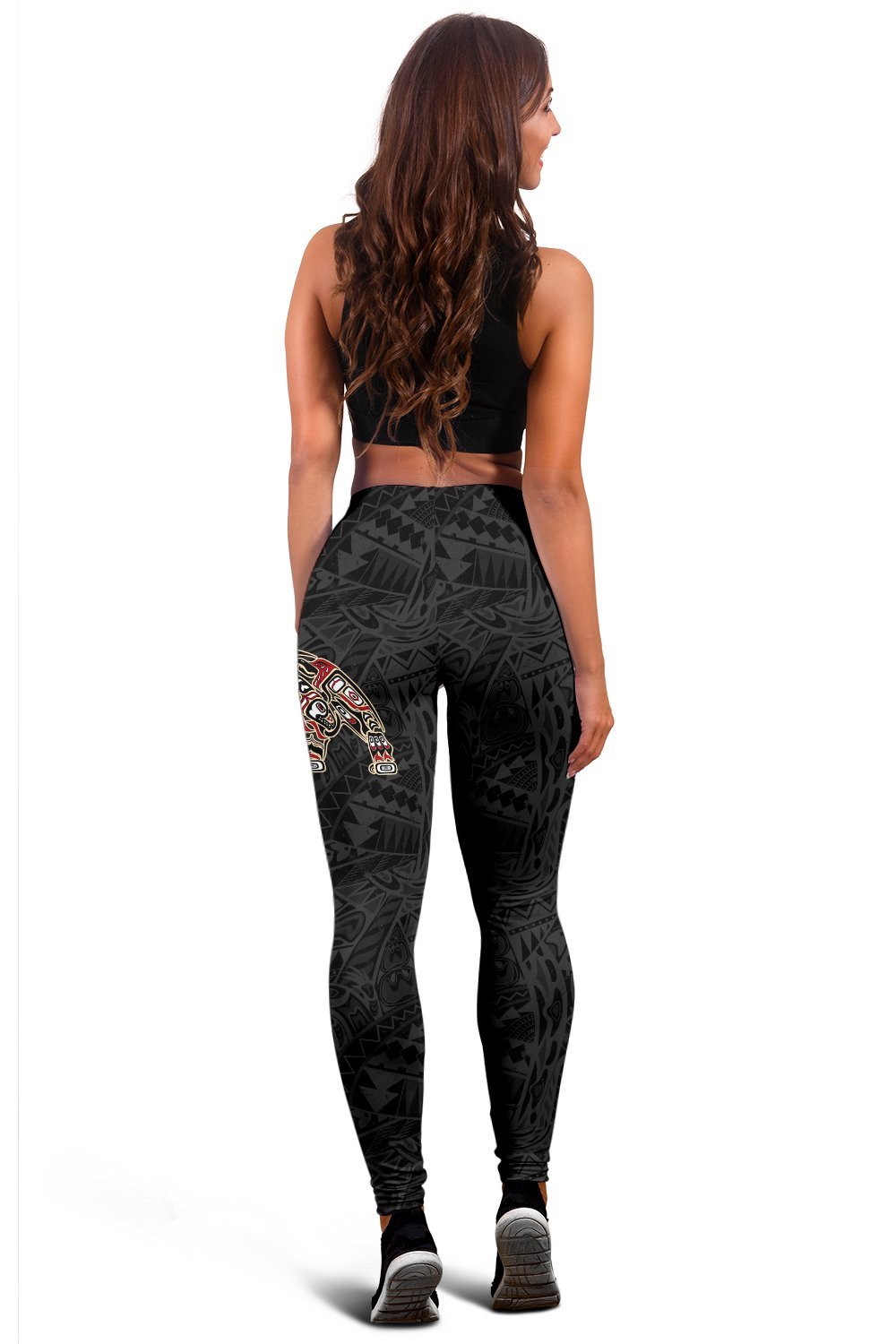Wonder Print Shop Women's Leggings Haida Bear: Strength, Healing And Power (Black)