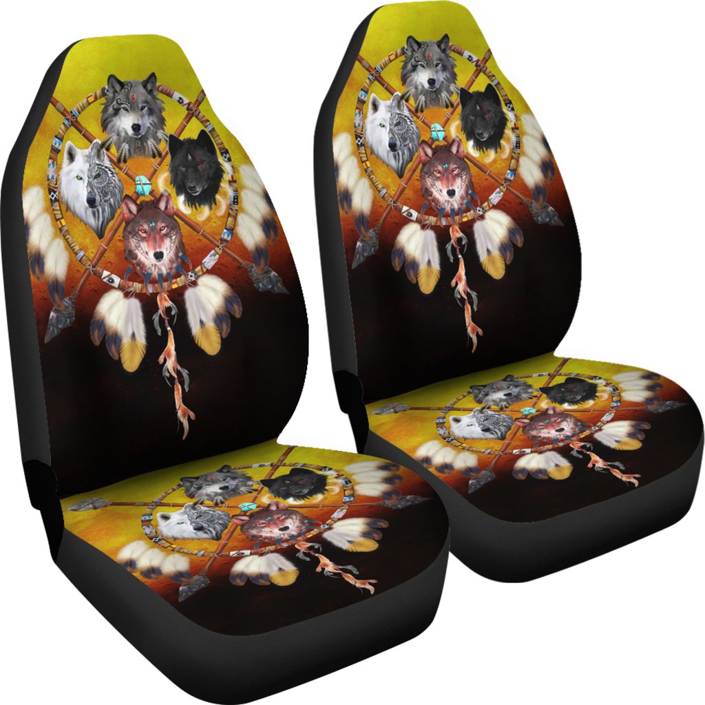 4 Wolves Warriors Native American Pride Car Seat Covers LT10